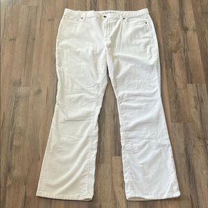LAND END WOMEN CORDUROY BOOTCUP LEG PANTS EGGSHELLS Sz 16
